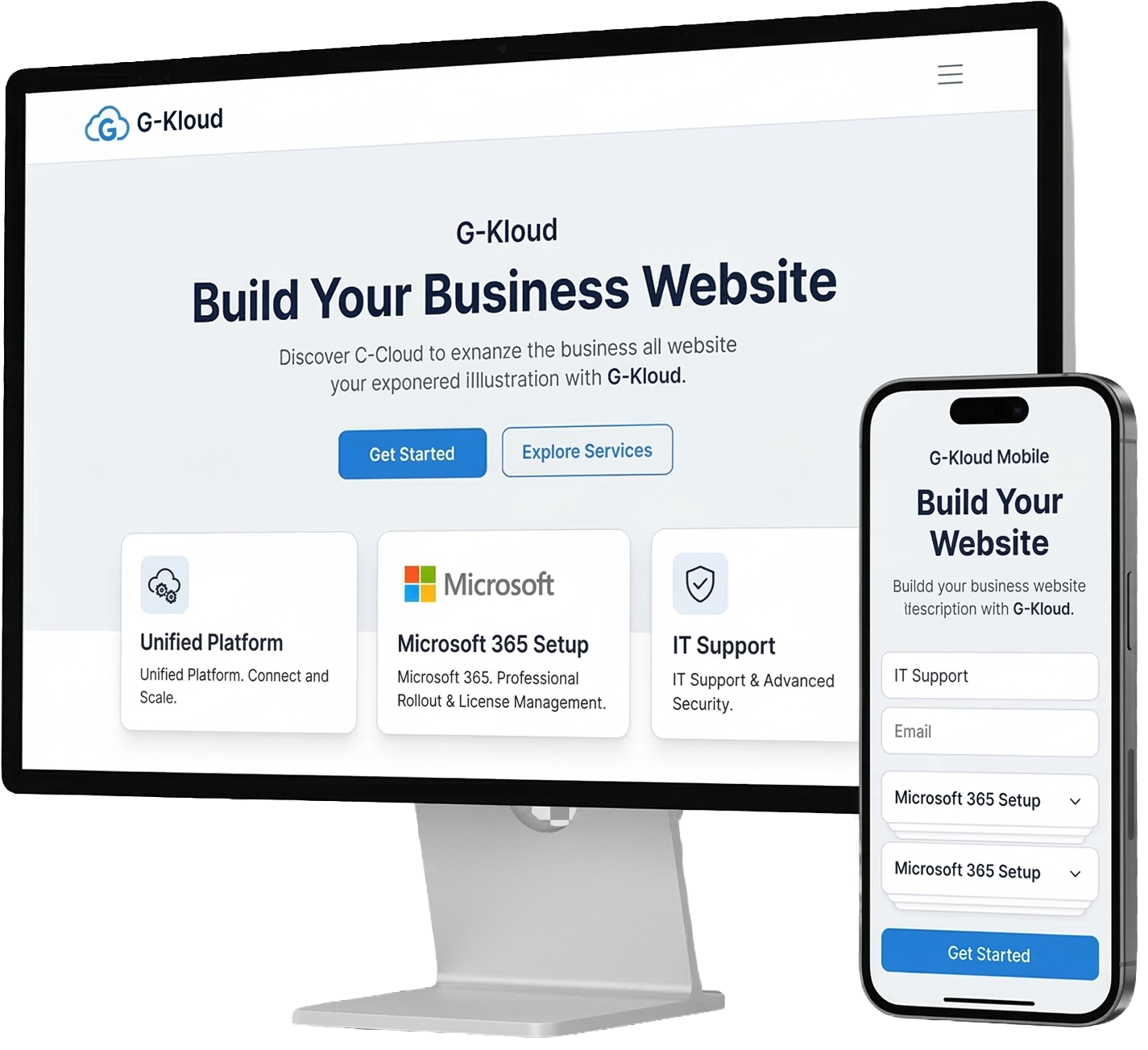 G-Kloud website and mobile interface preview